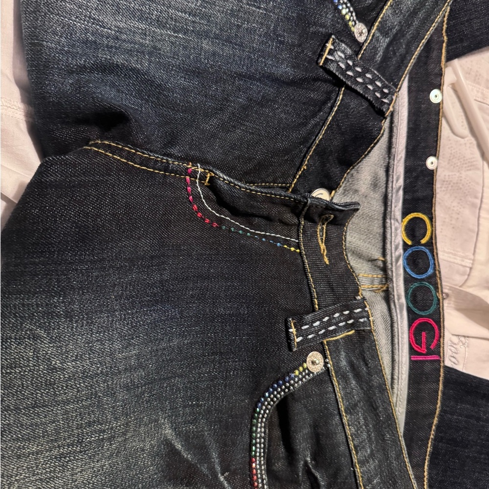 COOGI Blue Black Jeans Classic Style with Contrast Stitching